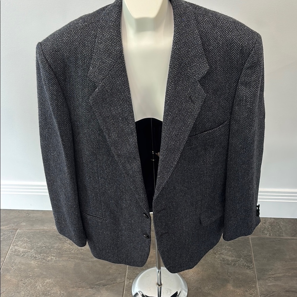 Men's Gray Herringbone Blazer